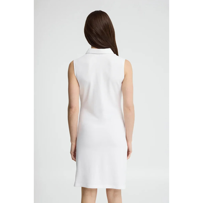 Vestido corto blanco sin mangas con cuello polo y logo Rigby Go