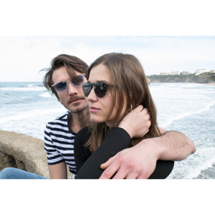 Gafas de sol OCEAN GENOVA - Blanco transparente / Azul cielo degradado y patillas de metal dorado mate