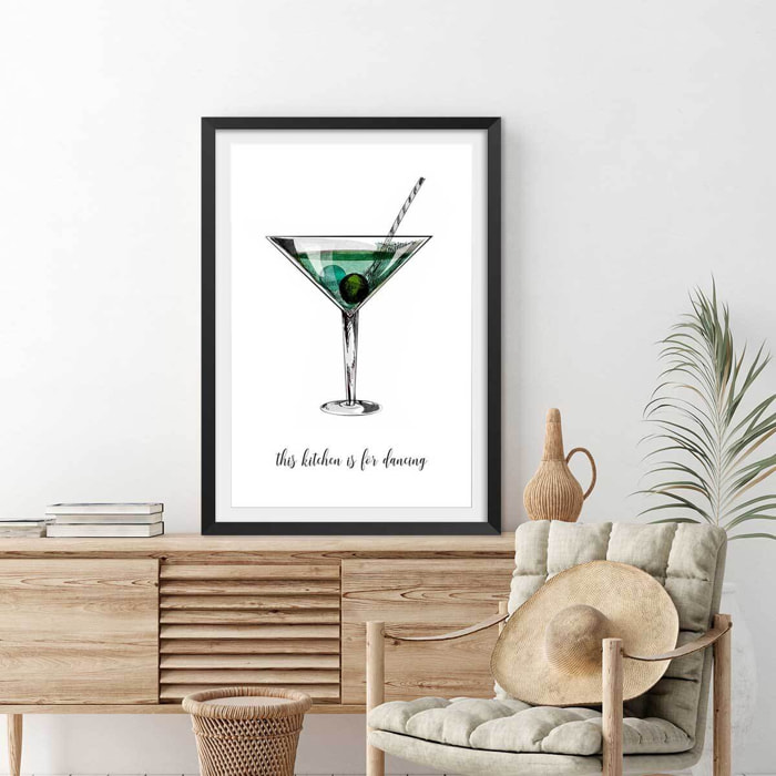 Poster is for dancing Affiche + cadre en bois - Noir