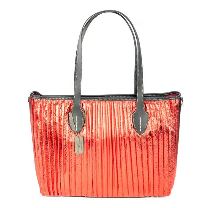 Baceno bolso de hombro mujer. Piel auténtica Napa plegada laminada.