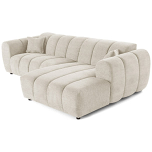 Curtis - canapé d'angle droit 4 places en tissu texturé - Beige