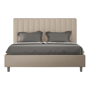 Letto matrimoniale contenitore imbottito 160x210 similpelle tortora Agueda