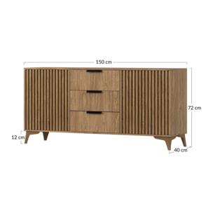 Portmore - buffet bas - effet bois - 3 tiroirs et 2 portes - 150 cm - Bois
