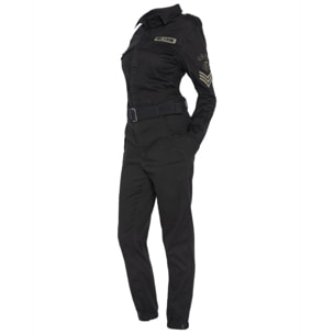 TRSUITW JUMPSUIT WITH US NAVY BADGES & BELT IN TENCEL 63% COTTON 18% TENCEL 15% POLYESTER 4% ELASTANE Nero