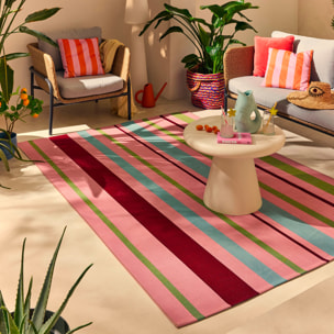 AZUR - Tapis intérieur/extérieur à rayures roses