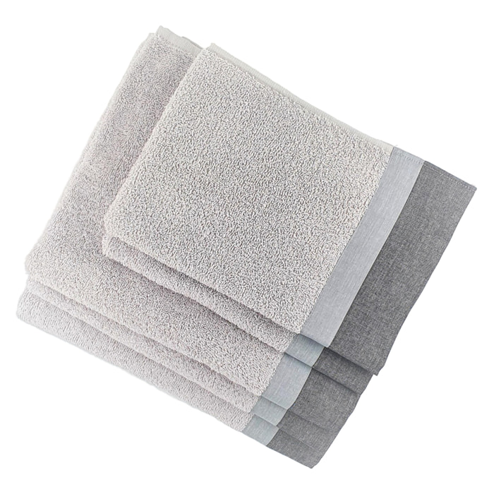 Set Spugna VARAZZE 5 Pezzi: 2 Viso+2 Ospite + 1 Telo Bagno - 450 gr/m² - 100% Puro Cotone