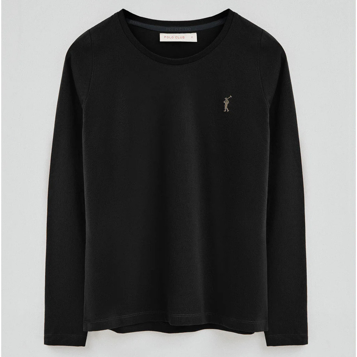 Maglietta nera a maniche lunghe a girocollo con logo Rigby Go Gold