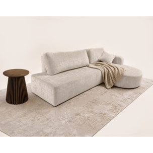 Miro - Canapé d'angle droit 4 places convertible avec coffre en velours texturé - Beige