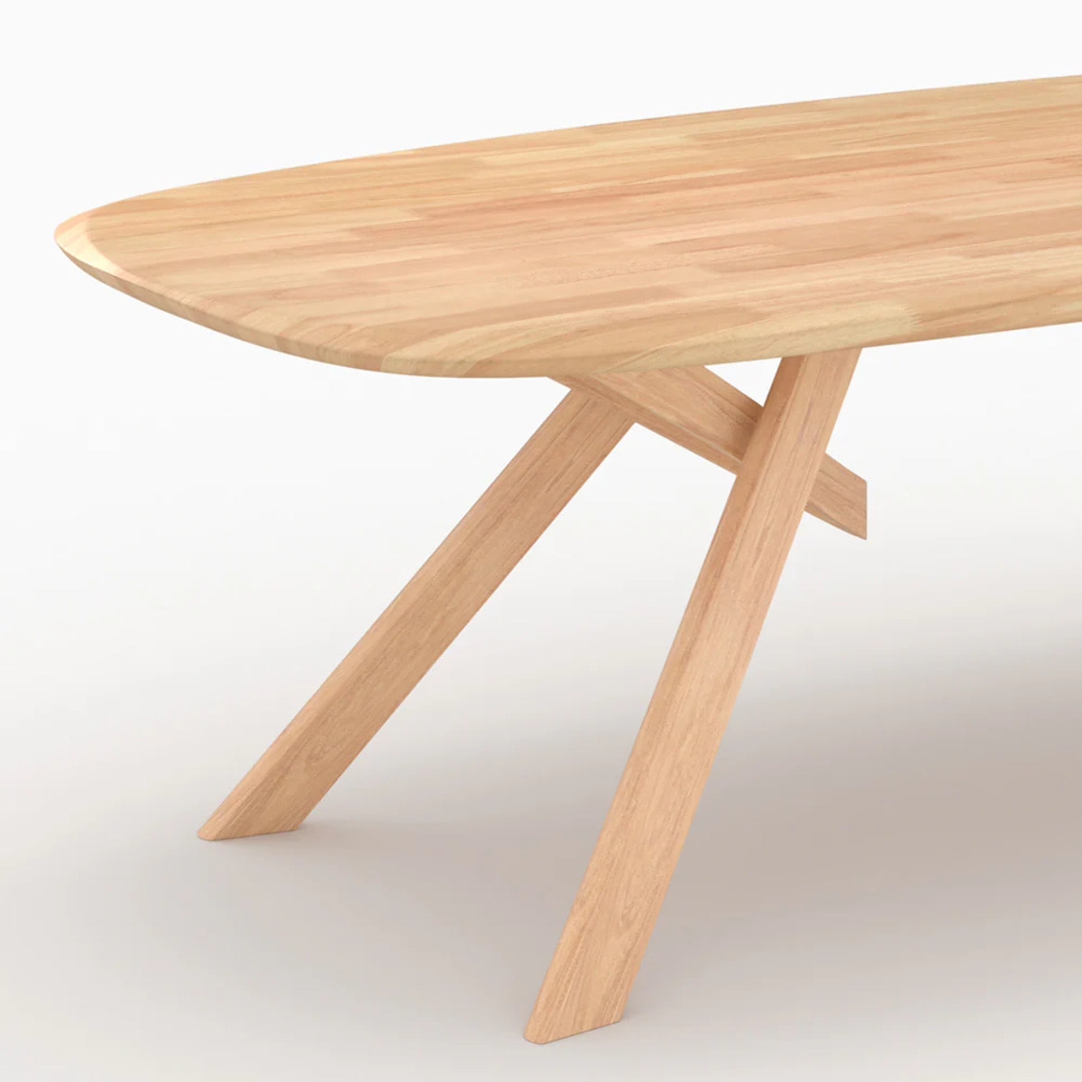 Table rectangulaire en bois d'hévéa massif clair 8 personnes - Merlin
