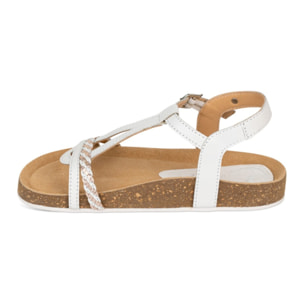 Sandalia Bios Piel Natural. hebilla/Trenza