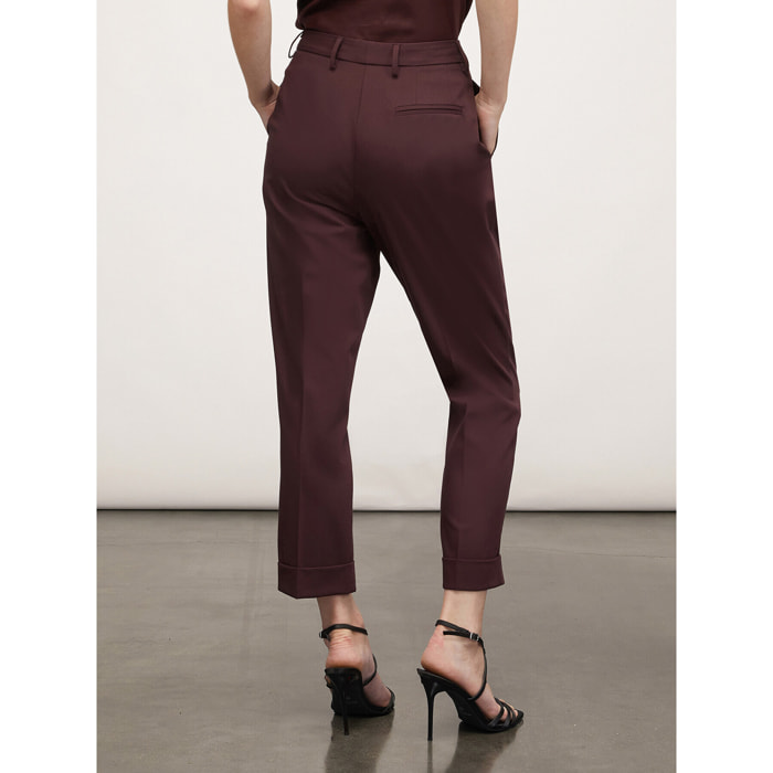 Motivi - Pantalón regular con pliegues - Burgundy