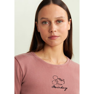 T-shirt cropped da donna a manica lunga con ricami Disney