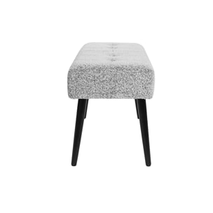 Banc design capitonné en tissu effet laine bouclée gris chiné et métal noir L96 cm GUESTA