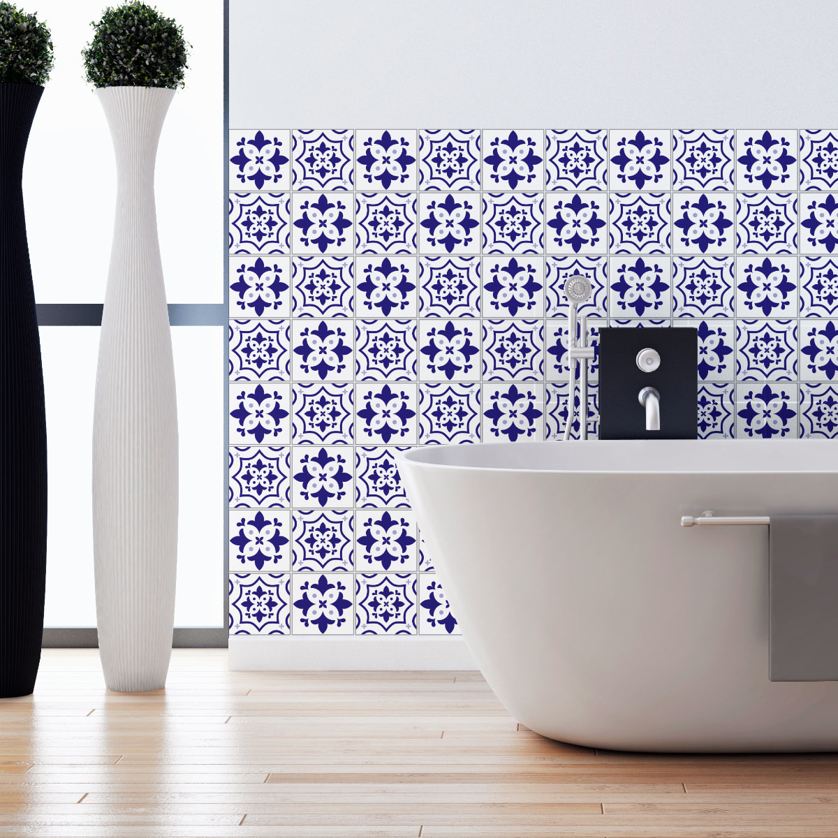 Stickers muraux - Sticker Mural Carrelage adhésif Cuisine Salle de Bain - 24 STICKERS CARRELAGES AZULEJOS LUPE