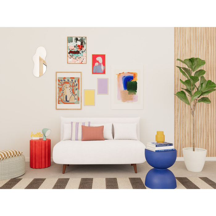 Lumi - Banquette convertible clic-clac 2 places en velours côtelé - Beige