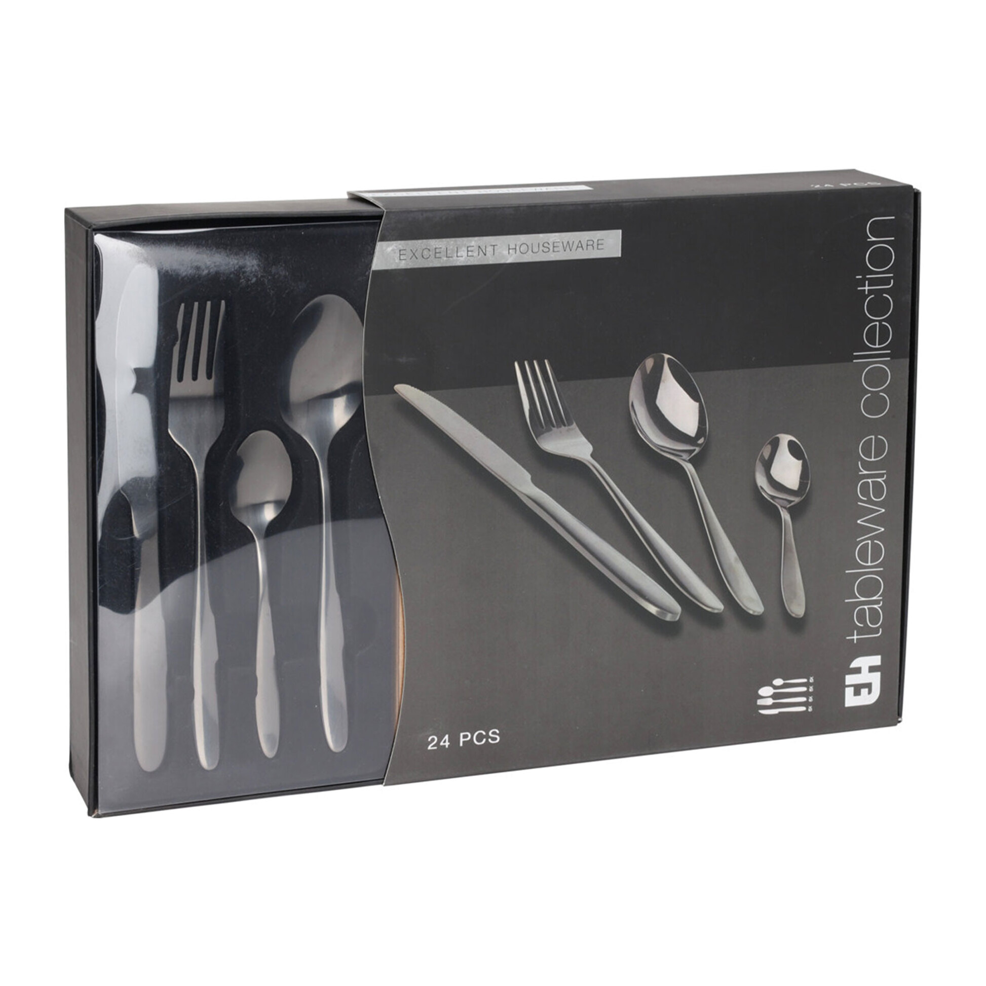 Well home juego de 24 cubiertos de acero inoxidable con revestimiento negro
