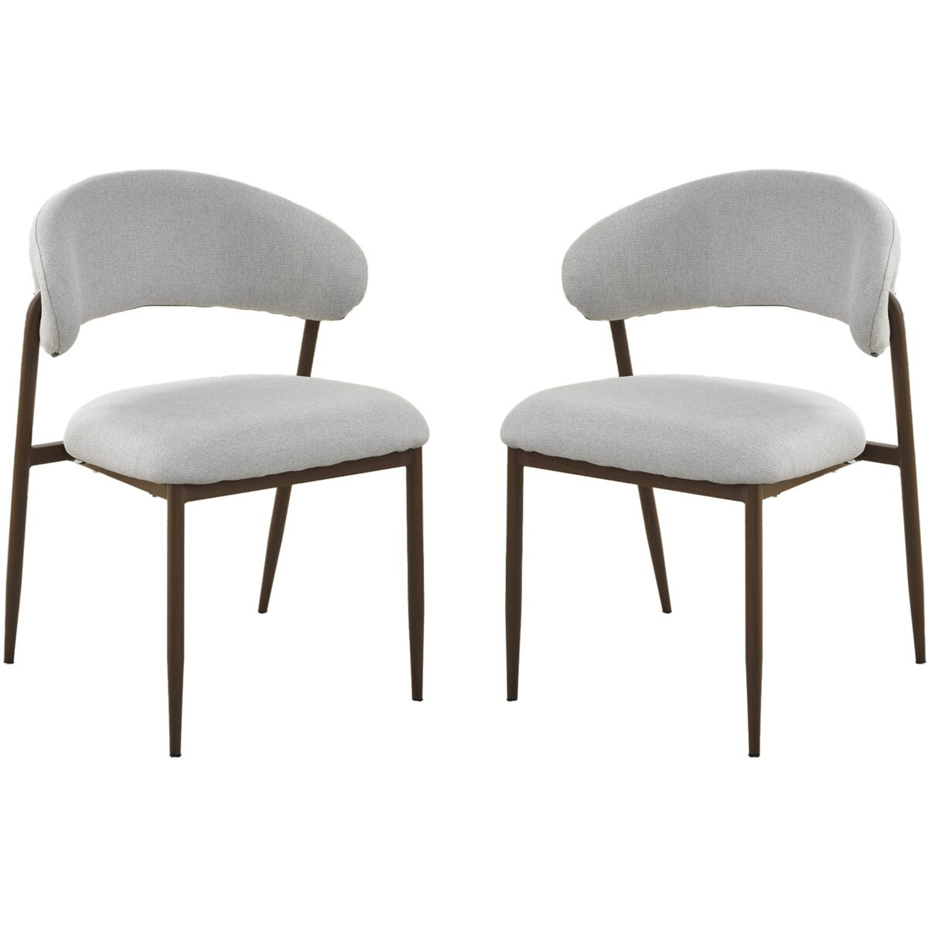 Lot de 2 chaises de salle à manger en tissu et métal "Edena" - Gris clair