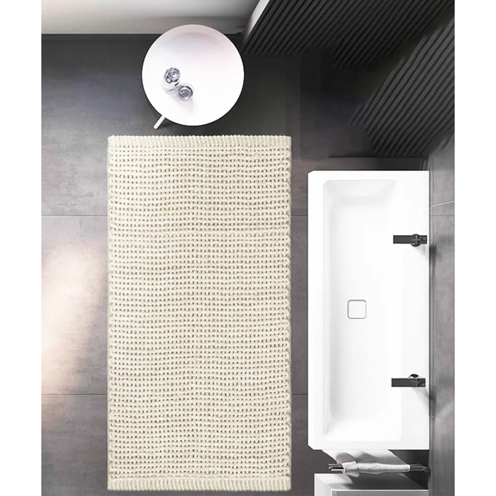 Tappeto bagno CRAZY AVORIO in microfibra misto cotone, morbido antiscivolo lavabile in lavatrice, tappetino lavabo sanitari bagno