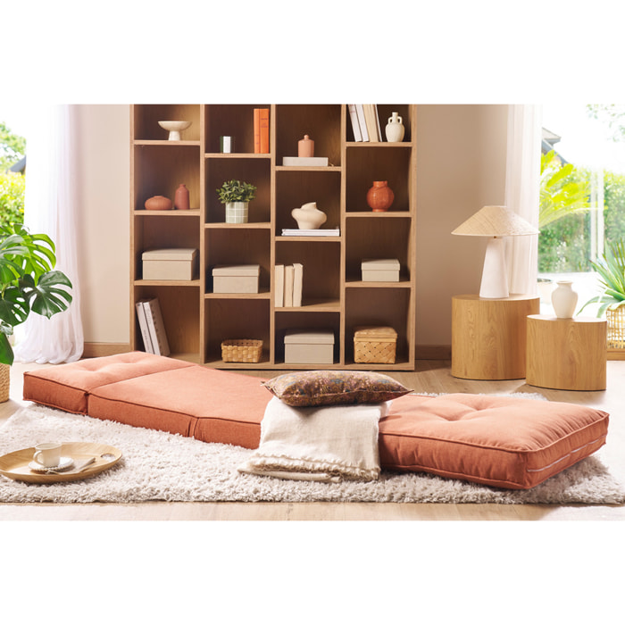 Chauffeuse 1 place convertible en tissu terracotta SALLY