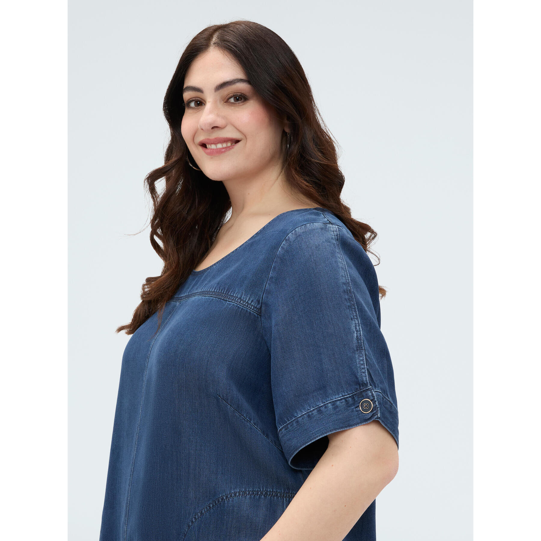 Fiorella Rubino - Vestido corto en denim Tencel™ - Azul