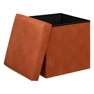 Pouf pliant "Lilou" en velours 38x38cm ambre