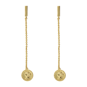 Orecchini Pendenti a Filo con Moneta