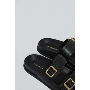 Sandalia bio negra Blake con hebillas