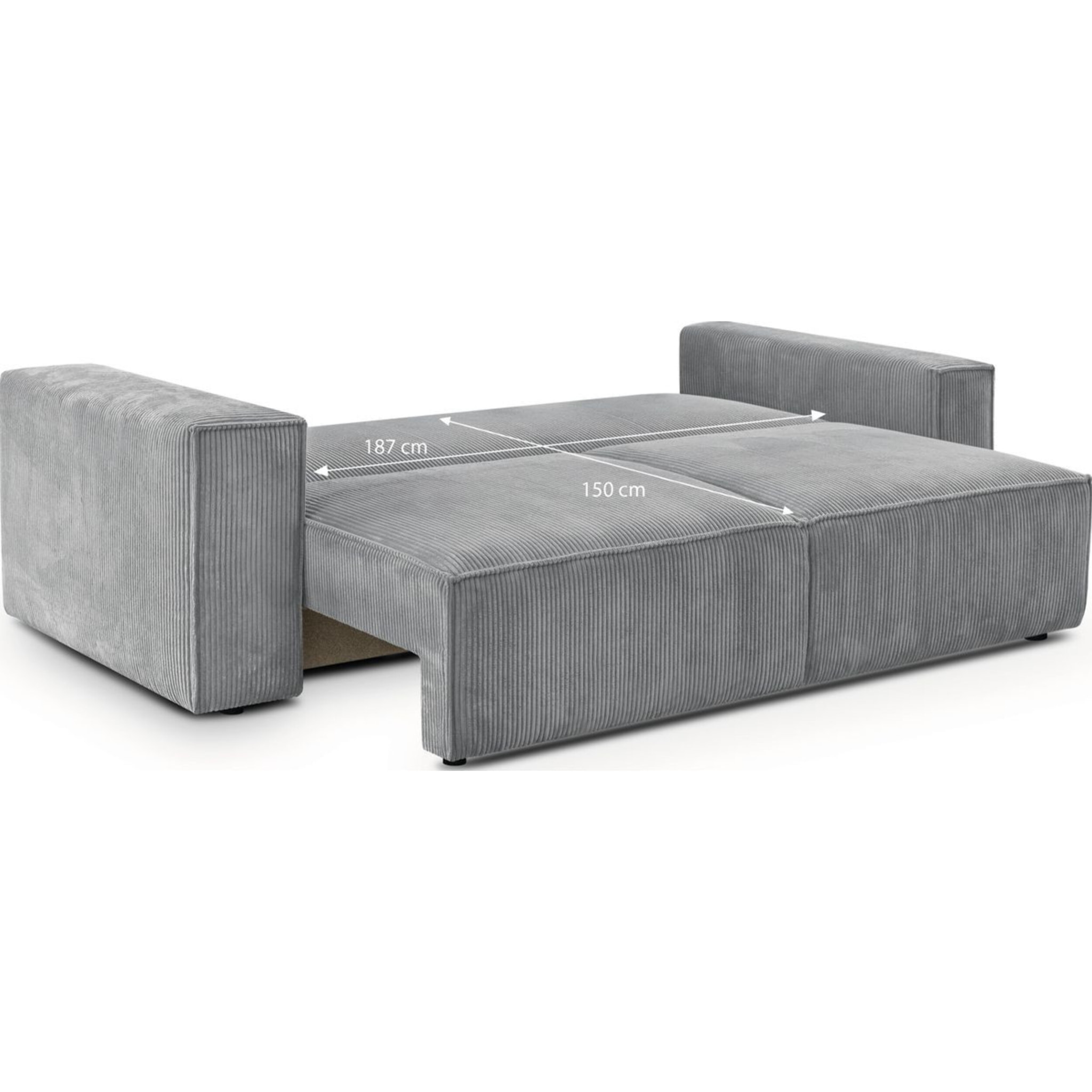 Canapé convertible 3 places en velours côtelé - HARPER