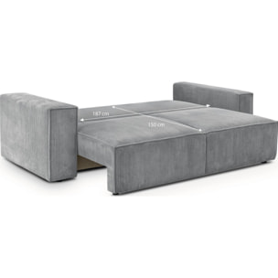 Canapé convertible 3 places en velours côtelé - HARPER