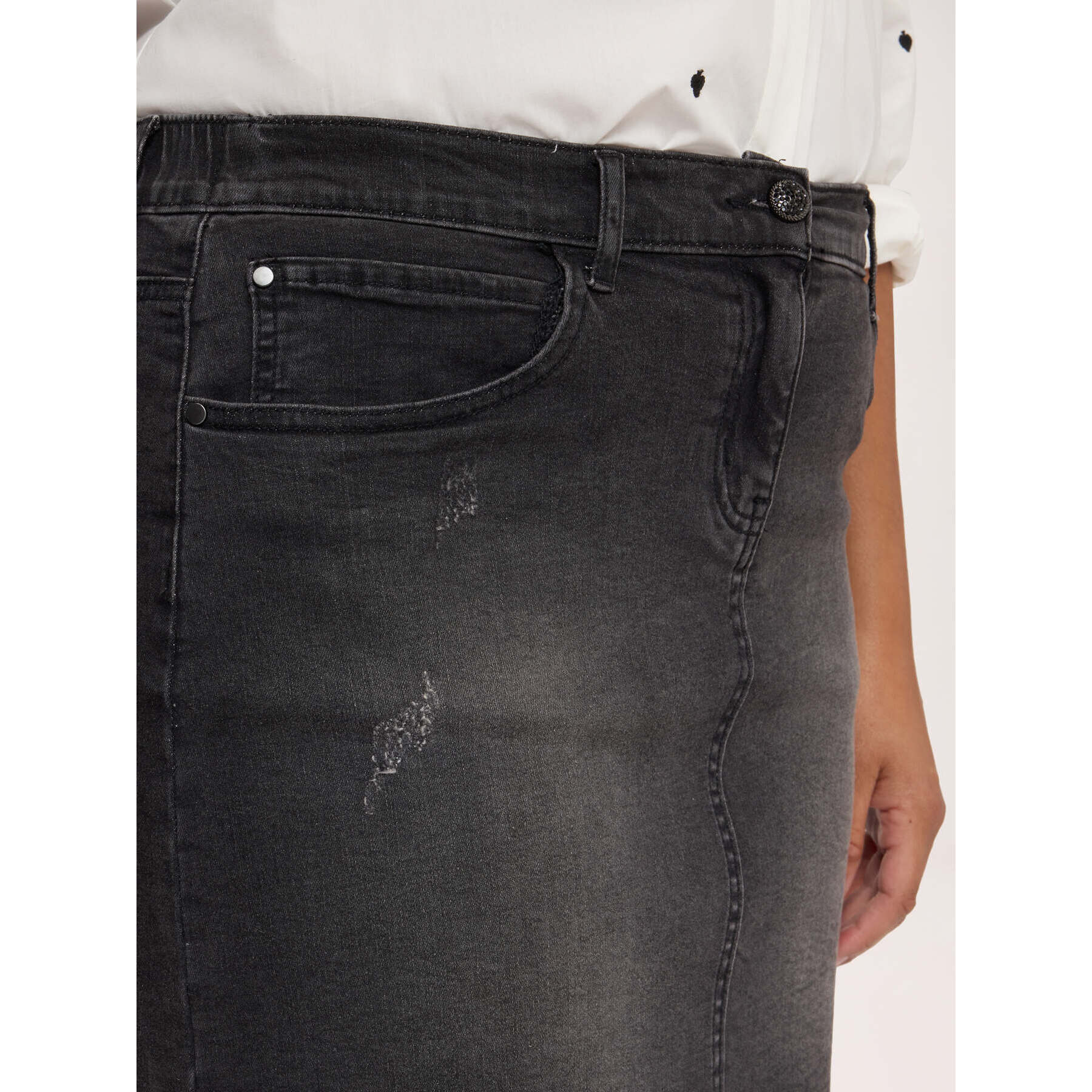 Fiorella Rubino - Minigonna in denim con dettagli sfrangiati - Nero