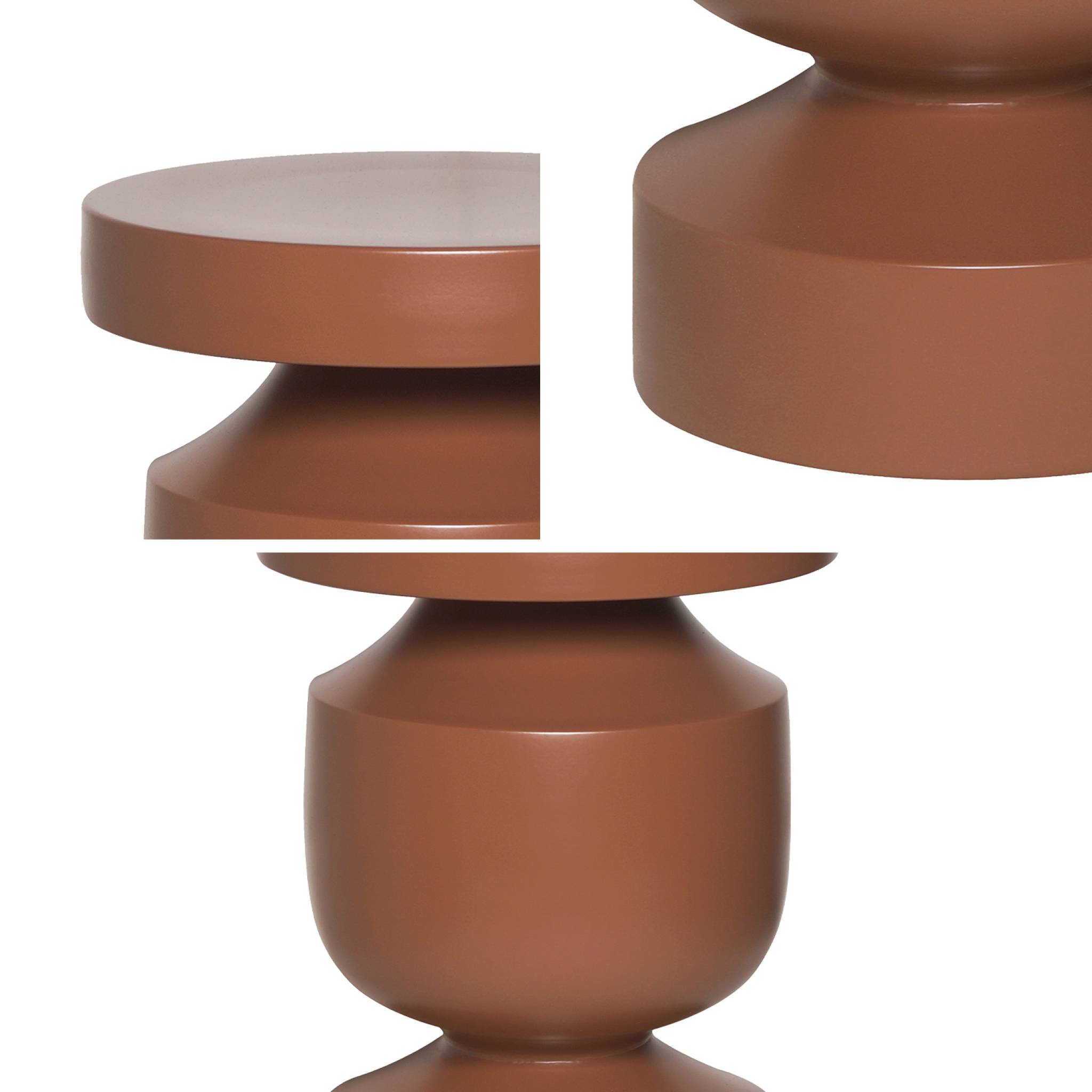 Table d'appoint. bout de canapé. table de chevet en métal coloris terracotta. Alma. Ø30.5 x H 43.5cm