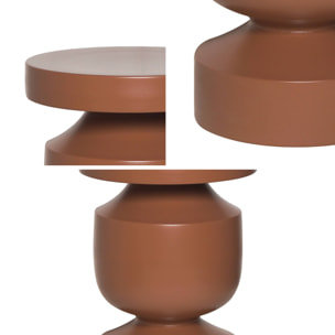 Table d'appoint. bout de canapé. table de chevet en métal coloris terracotta. Alma. Ø30.5 x H 43.5cm