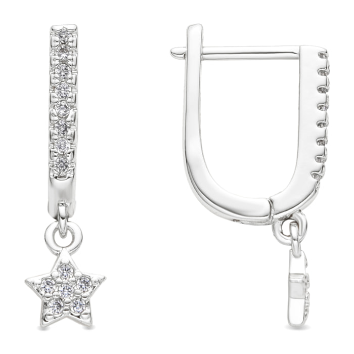 Pendientes acabado plata y Circonita Brillante