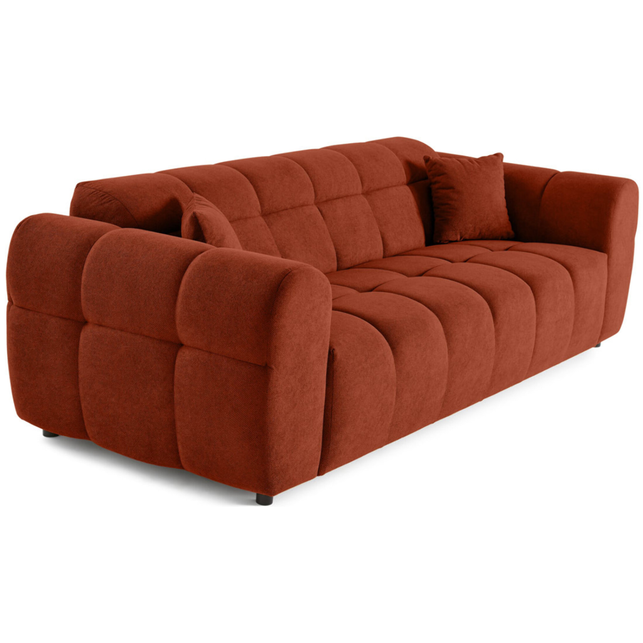 Ray - canapé droit 3 places en tissu texturé - Rouge