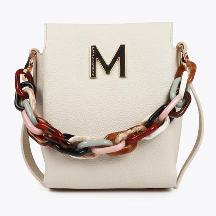 Borsa effetto pelle con manico multicolore
