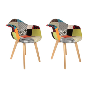 Fauteuil Scandinave Patchwork - Lot De 2