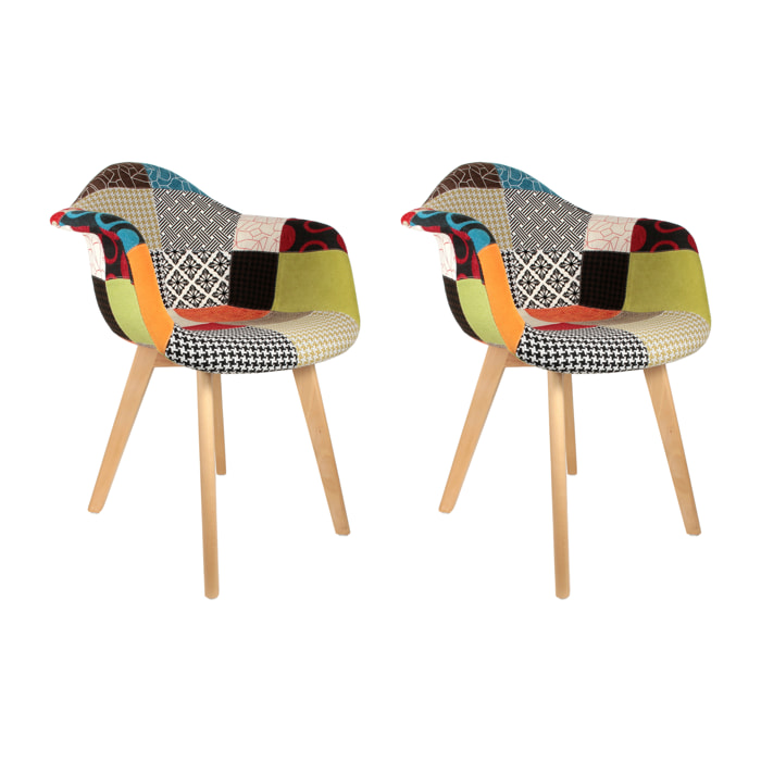 Fauteuil Scandinave Patchwork - Lot De 2