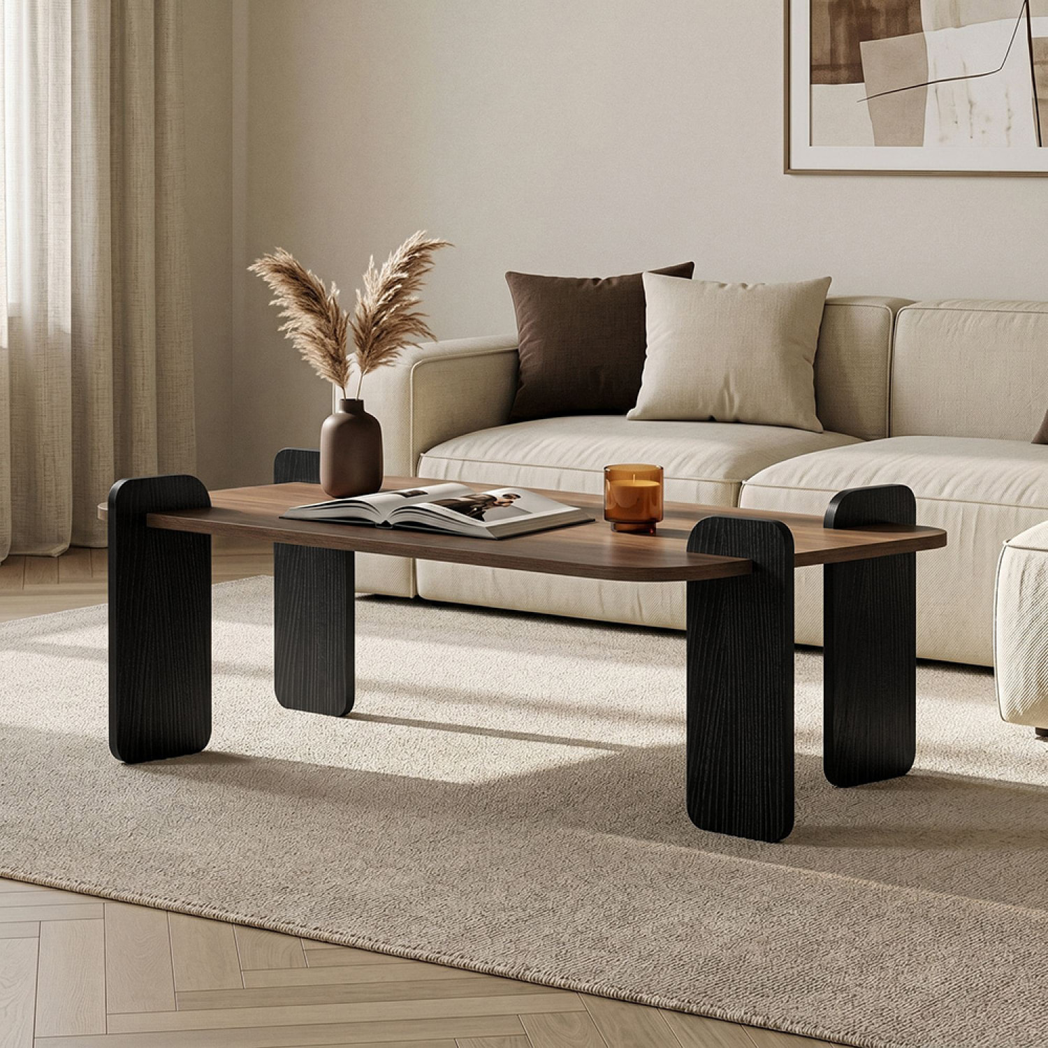 Table basse rectangulaire effet noyer 120cm JAVA