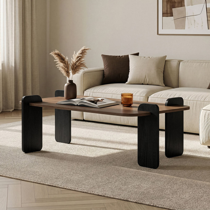 Table basse rectangulaire effet noyer 120cm JAVA