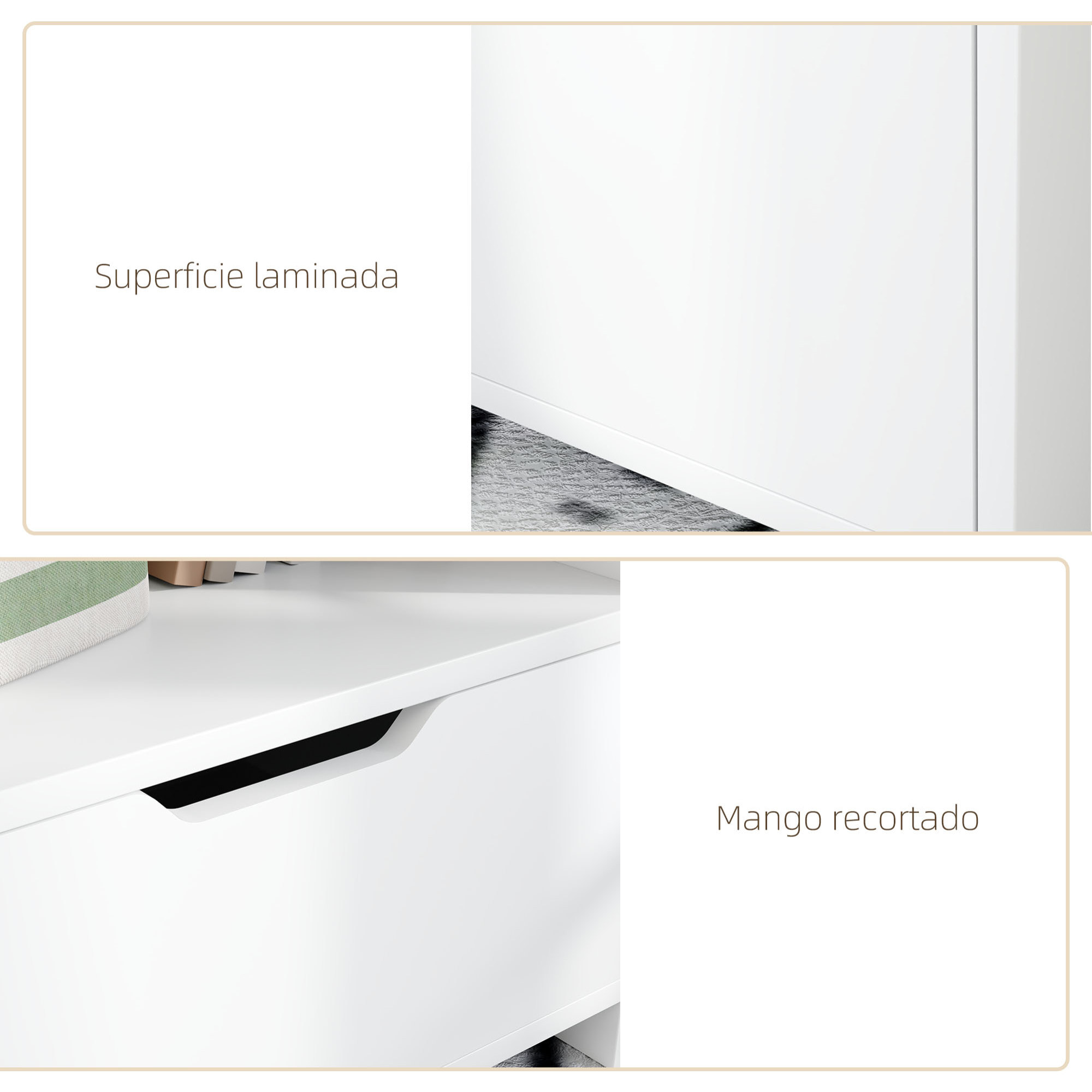 Mesita de Noche Moderna, Mesilla de Noche con Cajón y Estantes Pequeños y Compartimiento, Mesita Auxiliar para Dormitorio, Salón, 45x35x73 cm, Blanco