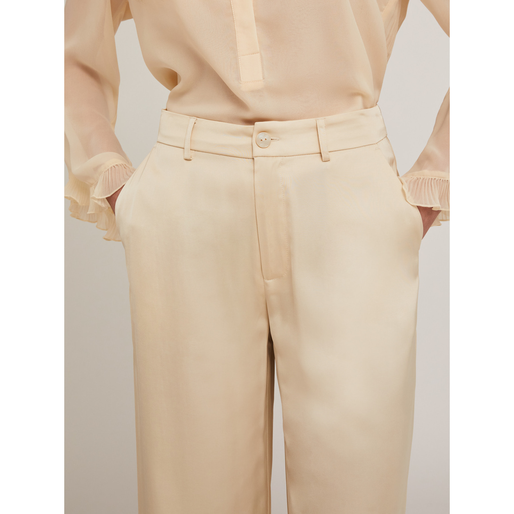 Motivi - Pantaloni palazzo in raso satin - Beige