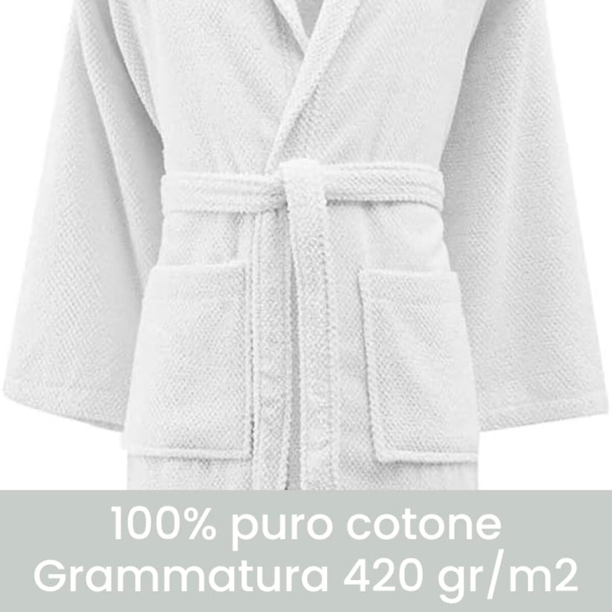Accappatoio in spugna di cotone - BIANCO