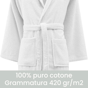 Accappatoio in spugna di cotone - BIANCO