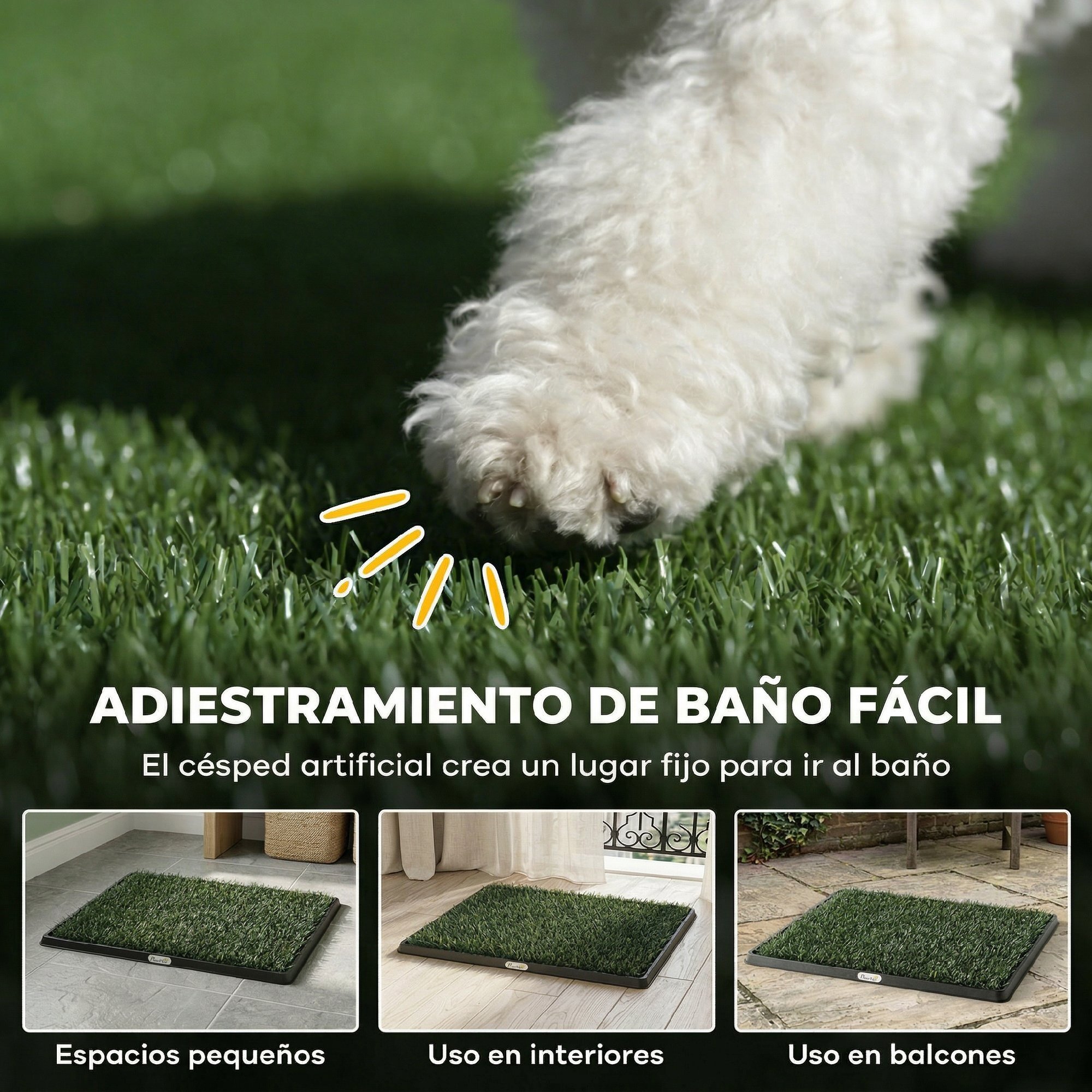 Inodoro para Perros con Césped Artificial, 76x50,5 cm, Bandeja Sanitaria para Perros para Entrenamiento, con Rejilla de Drenaje, Diseño de 3 Capas y Fácil de Limpiar, Interior y Exterior, Verde