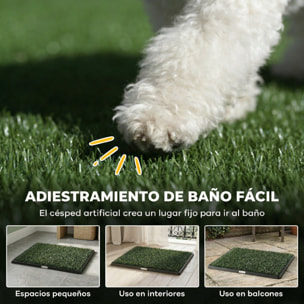 Inodoro para Perros con Césped Artificial, 76x50,5 cm, Bandeja Sanitaria para Perros para Entrenamiento, con Rejilla de Drenaje, Diseño de 3 Capas y Fácil de Limpiar, Interior y Exterior, Verde