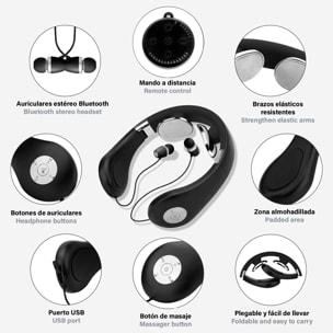 Massaggiatore per il collo intelligente con cuffie Bluetooth 5.2. Telecomando.