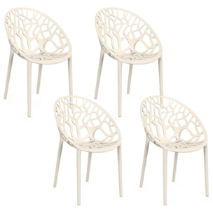 Chaises de jardin empilables Mira beiges - lot de 4