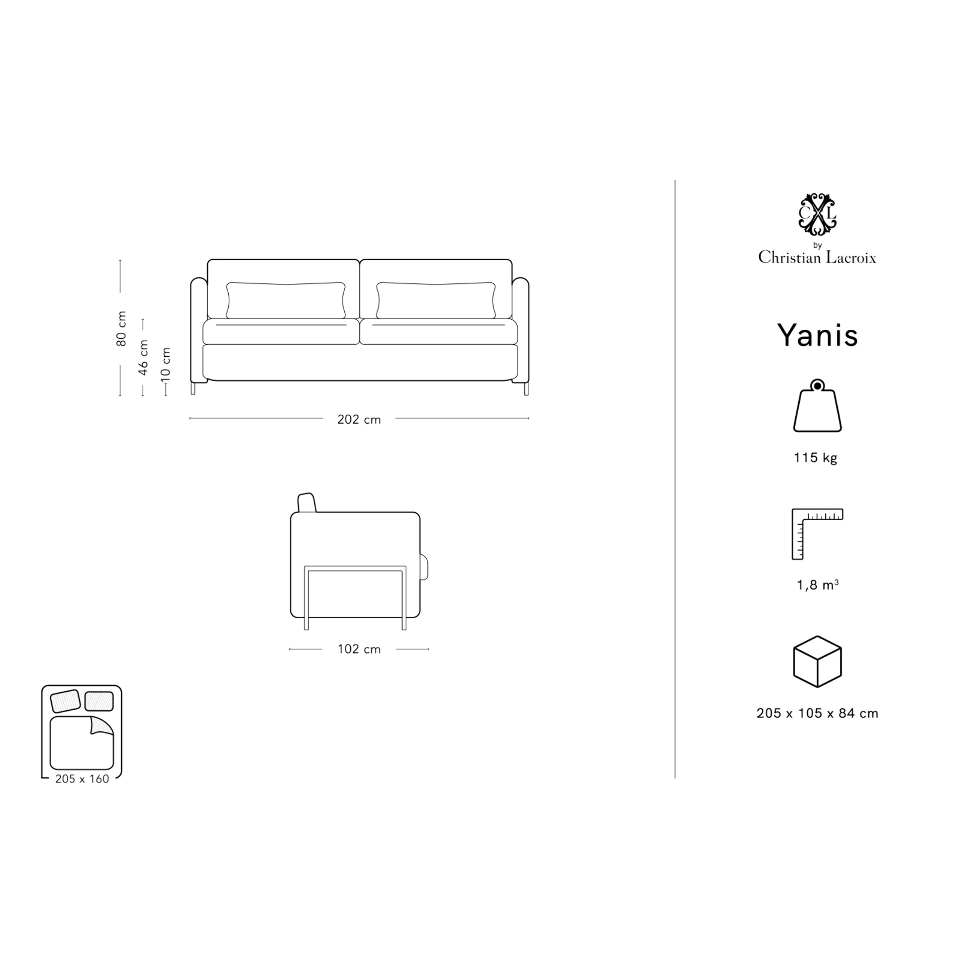 Canapé convertible "Yanis" 3 places en tissu structurel vert