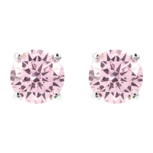 Orecchini a Lobo con Punto Luce in Cubic Zirconia Rosa in Argento 925 placcato Platino