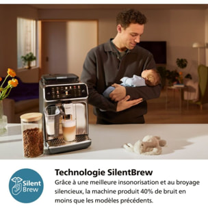 Expresso Broyeur PHILIPS LatteGo SilentBrew EP5547/90